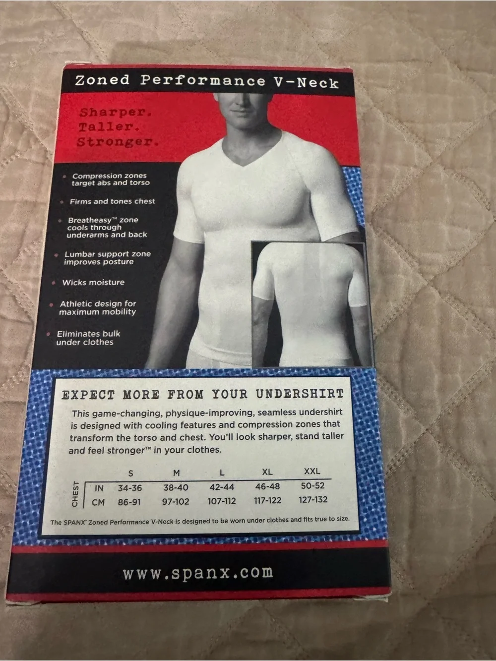 SPANX Ultra Sculpt Zoned Performance V-Neck Compression Tee- Black Size XL